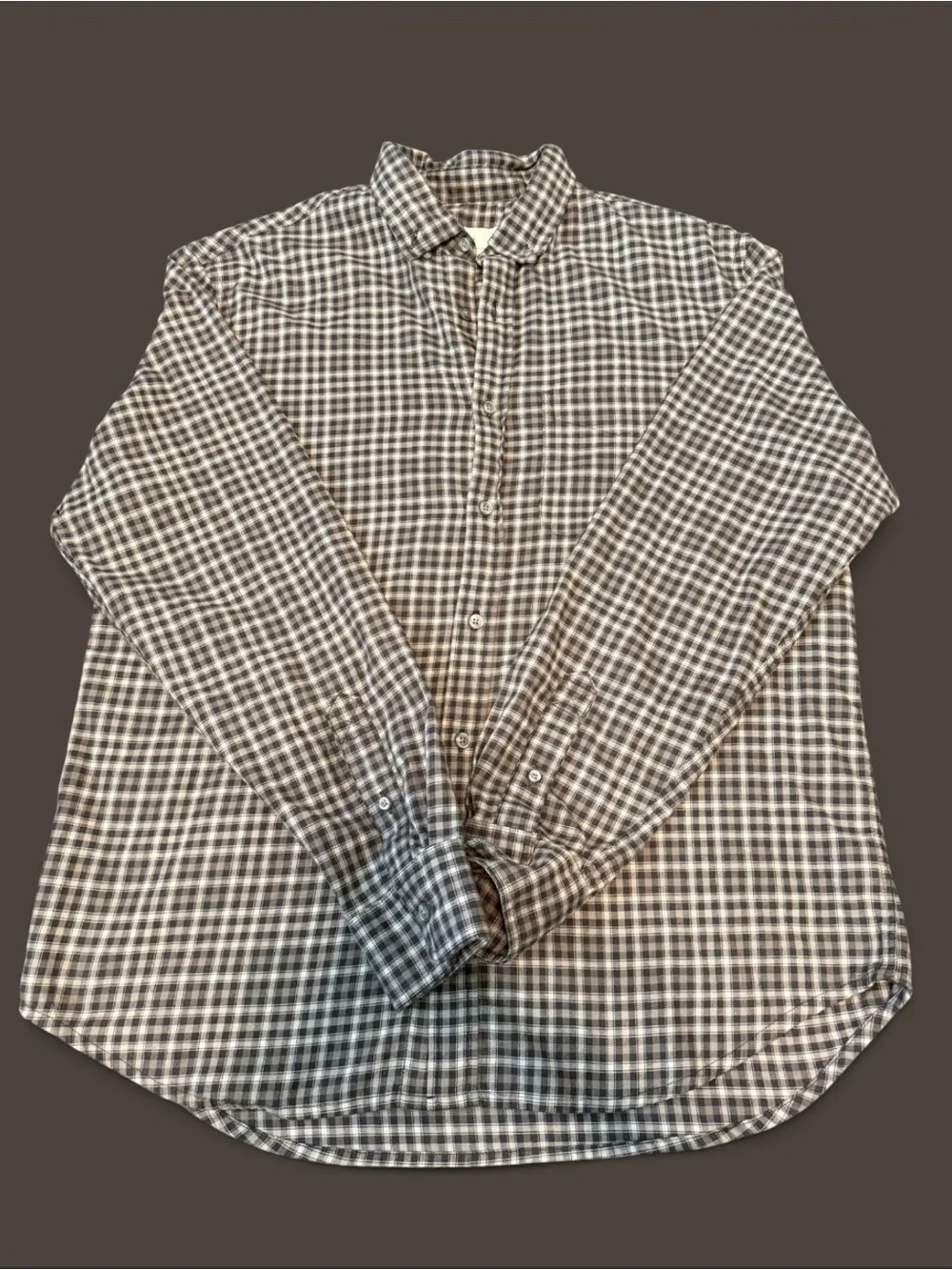 Old Navy Everyday Shirt Regular Fit Men’s Large Gray Plaid Long Sleeve Button